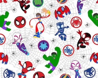 Padrão sem costura do Homem-Aranha e seus incríveis amigos, Padrão do Homem-Aranha e seus amigos, Padrão digital do Homem-Aranha, Padrão de fundo do Homem-Aranha