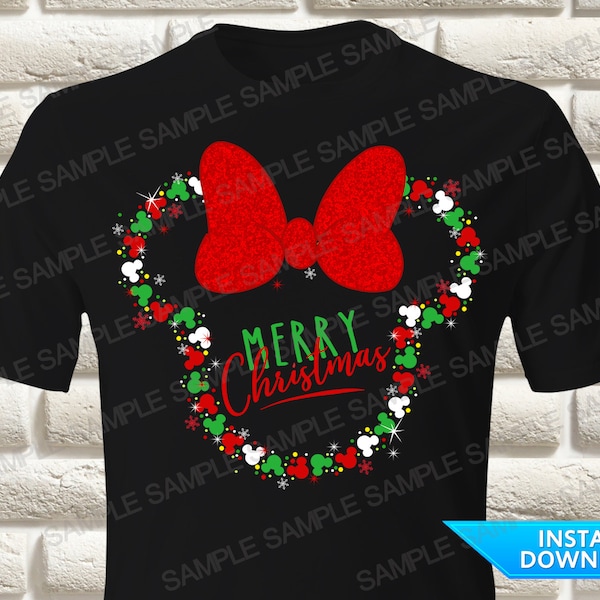 Minnie Mouse Christmas Iron On Transfer Minnie Christmas Shirt Iron On Transfer Christmas Birthday Shirt Iron On Transfer Only digital PNG