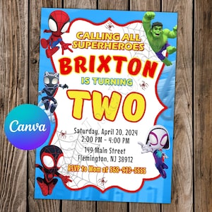 Spidey and his Amazing Friends Invitation Spidey Invitation Spidey Birthday Party Spidey Editable Invitation Spidey Digital Card