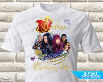 Descendants Brother of the Birthday Girl Iron On Transfer, Descendants Iron On Transfer, Descendants Birthday Shirt Iron On Transfer