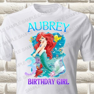 Little Mermaid Iron On Transfer, Little Mermaid Birthday Girl Iron On Transfer, Mermaid Ariel Iron On Transfer Only digital PNG