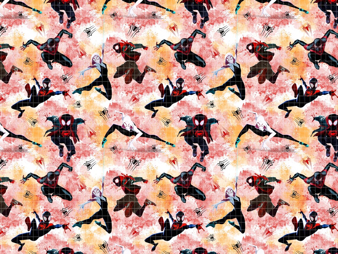 Spiderverse Pattern Miles Morales Spider Gwen Seamless Pattern, Spiderverse Digital Paper ...