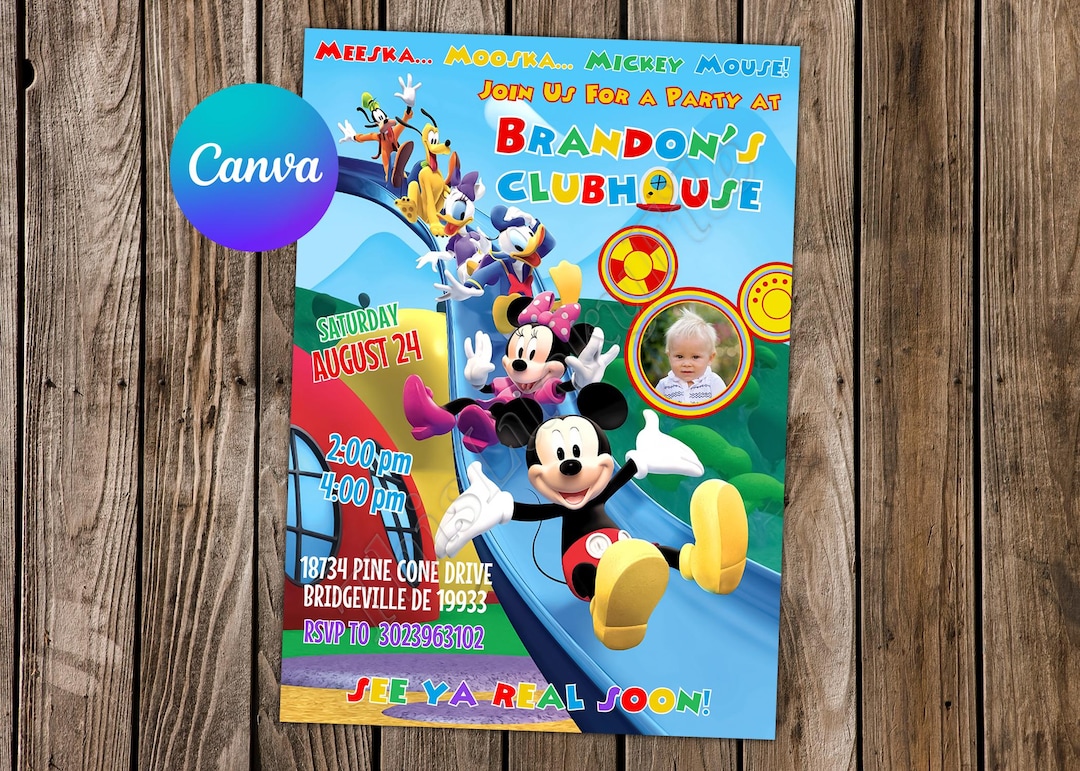 Invitación de Mickey Mouse Clubhouse Invitación de Mickey Mouse Cumpleaños  de Mickey Mouse Fiesta de Mickey Mouse Invitación editable de Mickey Mouse  - Etsy México, image size:1080x771