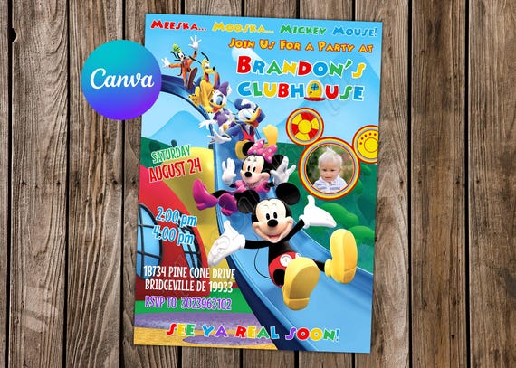 Mickey Mouse Clubhouse Invitation Mickey Mouse Invitation Mickey Mouse Birthday Mickey Mouse Party Mickey Mouse Editable Invitation