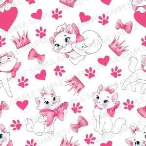 Aristocats Seamless Mönster Marie Mönster Aristocats Digitalt Mönster Marie Akvarell Bakgrundsmönster