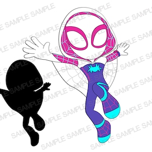 Spider Gwen SVG, Gwen Verse SVG, Spider Gwen Clipart, Spider Verse Clipart, Spider Gwen Silhouette, Spider Gwen Digital