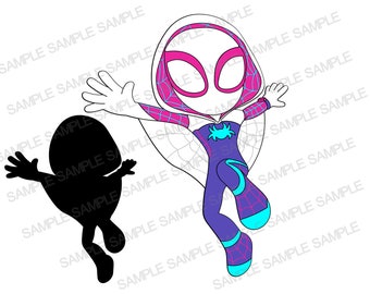 Spider Gwen SVG, Gwen Verse SVG, Spider Gwen Clipart, Spider Verse Clipart, Spider Gwen Silhouette, Spider Gwen Digital