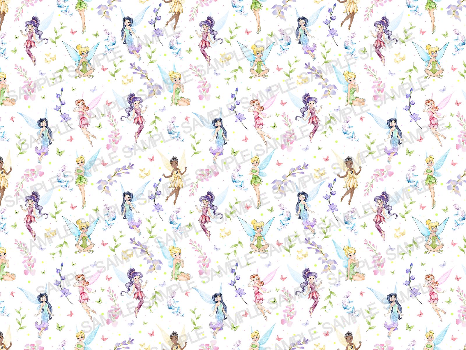 Tinkerbell Seamless Pattern, Flying Fairy Digital Paper, Magic Wand ...