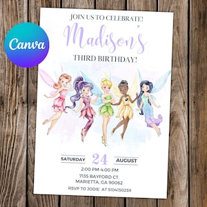 Convite TinkerBell Convite de Aniversário TinkerBell Festa TinkerBell Convite TinkerBell Aquarela Editável Cartão TinkerBell Digital
