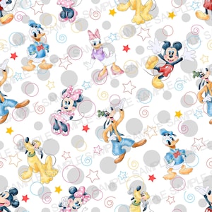Mickey Mouse Clubhouse Seamless Pattern Mickey Mouse Digital Pattern Mickey Mouse Watercolor Background Pattern