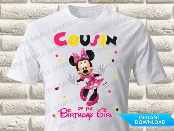 Minnie Mouse Cousin Of The Birthday Girl Iron On Transfer, Minnie.