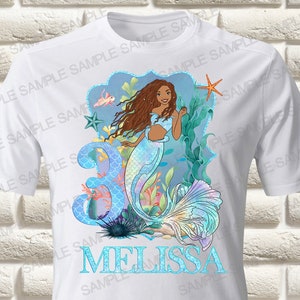 Little Mermaid Iron On Transfer, Little Mermaid Birthday Girl Iron On Transfer, Mermaid Ariel Iron On Transfer (Only digital PNG)
