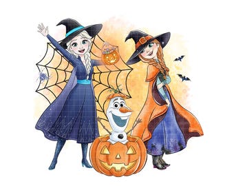 Frozen Halloween Watercolor PNG, Anna Halloween, Princess Halloween PNG, Frozen clipart