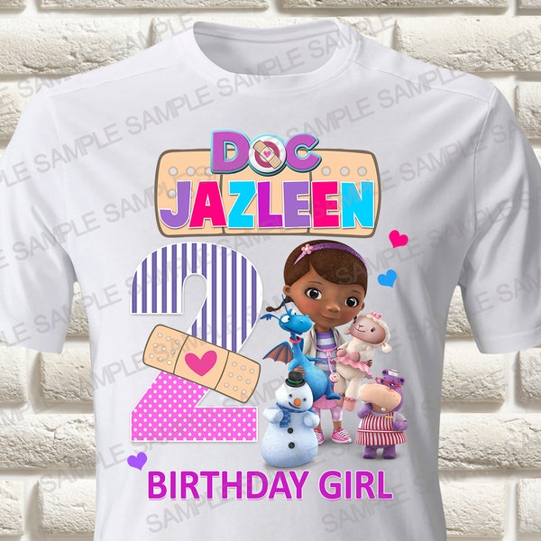 Fer à repasser Doc McStuffins sur le transfert Anniversaire fille Doc McStuffins Fer à repasser sur le transfert Chemise anniversaire Doc McStuffins Fer sur le transfert fille McStuffins