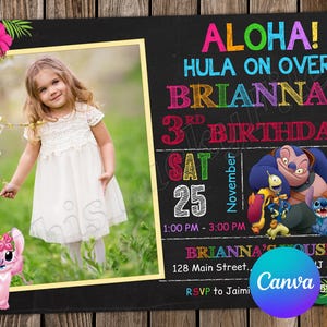 Lilo e Stitch Convite Stitch Aniversário Stitch Party Stitch Editável Convite Stitch Cartão Digital
