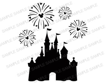 Castello SVG, Fuochi d'artificio del castello SVG, Cricut svg, Clipart, SVG a strati, File per Cricut, File di taglio, Maglietta svg png, File Svg per maglietta,