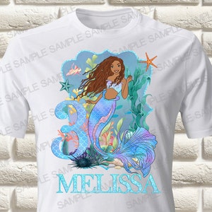 Little Mermaid Iron On Transfer, Little Mermaid Birthday Girl Iron On Transfer, Mermaid Ariel Iron On Transfer (Only digital PNG)
