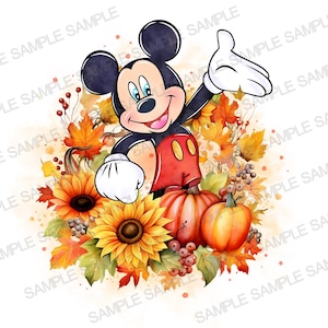 Cute Mickey Halloween, Clipart Sublimation PNG Files, Watercolor Pumpkin PNG
