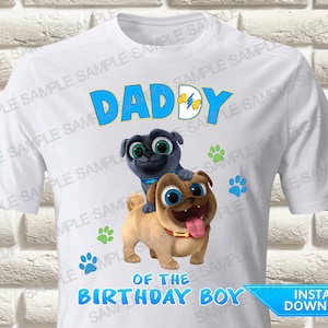 Hündchen Freunde Papa des Geburtstagskindes Bügelbild, Hündchen Freunde zum Aufbügeln, Hündchen Geburtstagskinder Shirt zum Aufbügeln / Aufbügeln