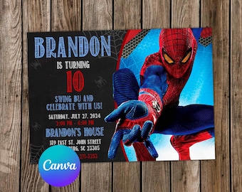 Spiderman Invitation Spiderman Birthday Spiderman Party Spiderman Editable Invitation Spiderman Digital Card