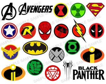 superhero logos etsy
