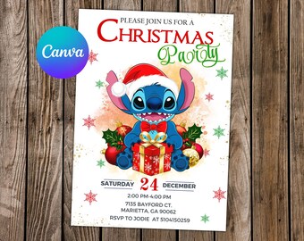 Stitch Christmas Invitation Stitch Invitation Stitch Birthday Stitch Party Stitch Editable Invitation Stitch Digital Card