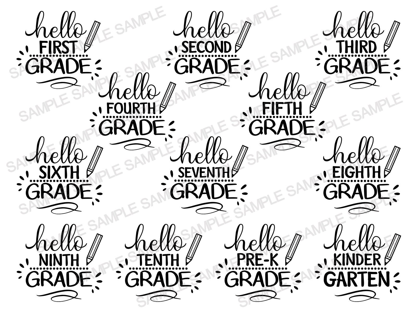 Hello Grade R Hello Grade Bundle SVG, Hello First Grade SVG, Hello Kindergarten SVG ...