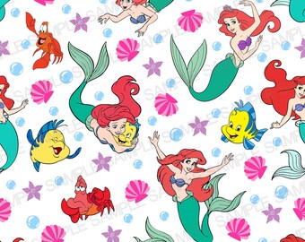 Patrón sin costuras de La Sirenita Patrón de Ariel Patrón digital de La Sirenita Patrón de fondo de La Sirenita