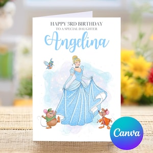 Happy 3rd Birthday to a Special Daughter, Princess Cinderella Personalized Third Birthday Card, Happy Third Birthday, Cute Card