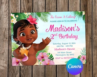 Invito Baby Moana Compleanno Moana Festa Moana Invito modificabile Moana Biglietto digitale Moana