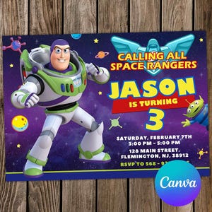 Buzz Lightyear Invitation Toy Story Invitation Buzz Lightyear Birthday Toy Story Party Toy Story Editable Invitation