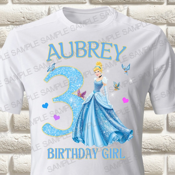Princess Cinderella Iron On Transfer, Cinderella Birthday Girl Iron On Transfer, Cinderella Birthday Shirt Iron On Transfer Only digital PNG