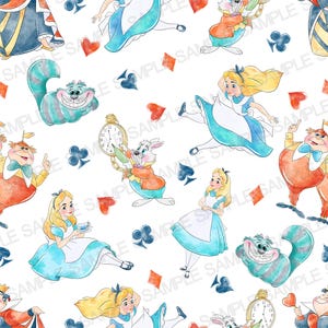 Alice in Wonderland Seamless Pattern Alice Pattern Alice Digital Pattern Alice Watercolor Background Pattern