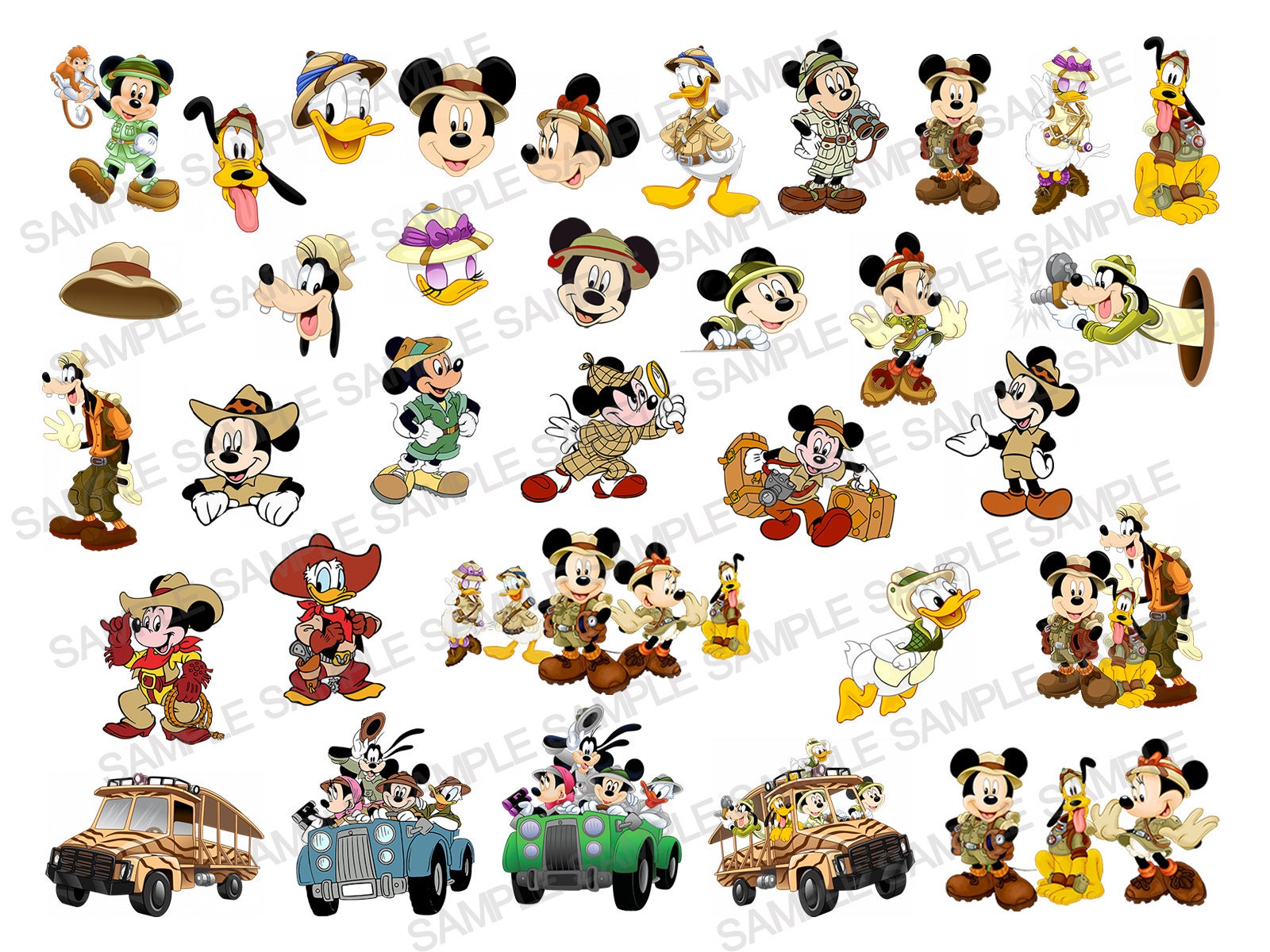 Mickey Mouse Minnie Mouse Safari Jeep Digital File Clipart PNG -   Portugal