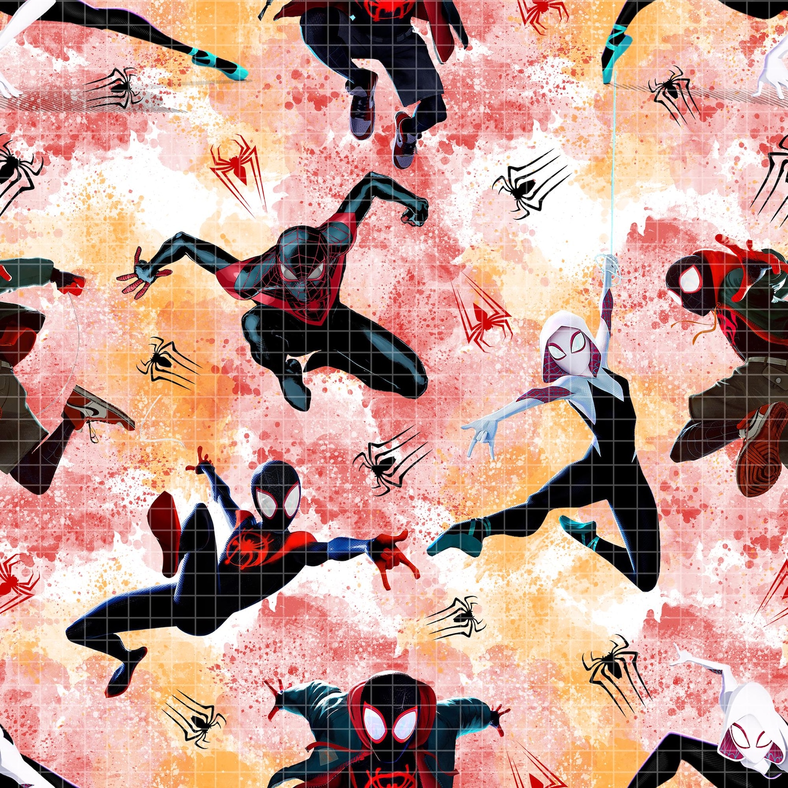 Spiderverse Pattern Miles Morales Spider Gwen Seamless Pattern, Spiderverse Digital Paper ...
