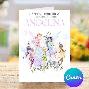 Happy 3rd Birthday to a Special Daughter, TinkerBell Personalized Third Birthday Card, Happy Third Birthday, Cute Card
