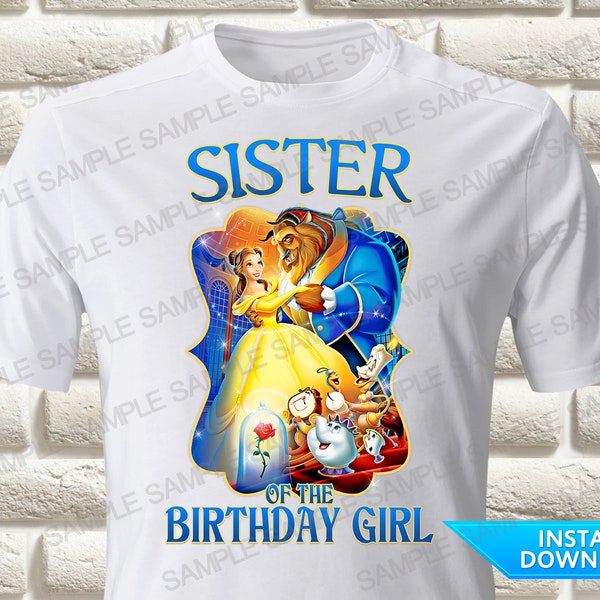 Beauty and the Beast Sister of the Birthday Girl Iron On Transfer, Beauty and the Beast Iron On Transfer, Belle Iron On Transfer Belle Shirt