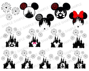 Castello SVG, Fuochi d'artificio del castello SVG, Cricut svg, Clipart, SVG a strati, File per Cricut, File di taglio, Maglietta svg png, File Svg per maglietta