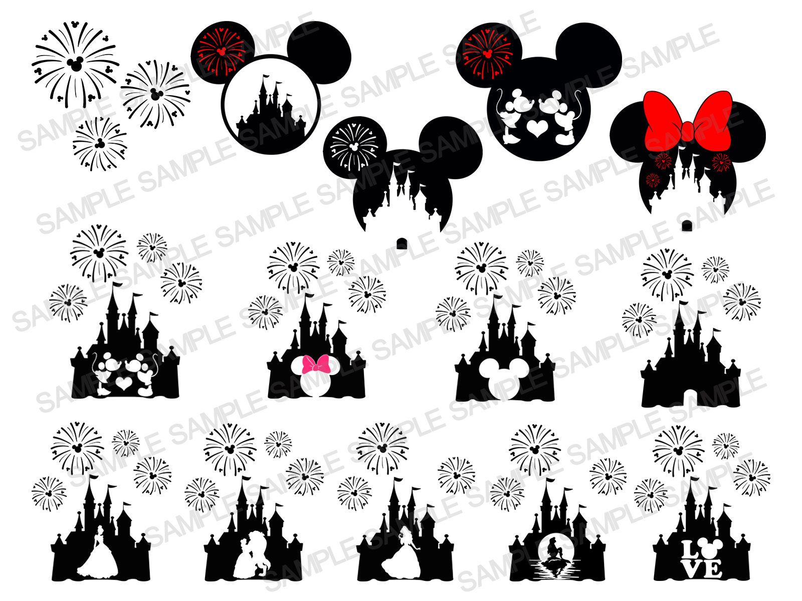 Download Disney Castle Svg Disney Castle Fireworks Svg Mickey Mouse Etsy