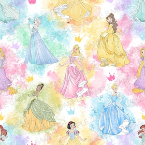 Prinzessin nahtlose Muster Prinzessin Belle Muster Gefrorenes digitales Muster Ariel Aquarell Hintergrundmuster