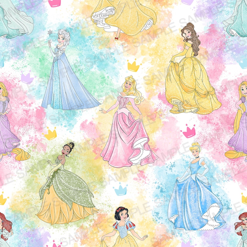 Princess Seamless Pattern Princess Belle Pattern Frozen Digital Pattern ...