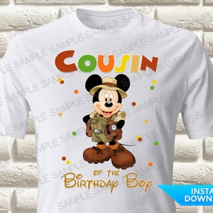 Safari Mickey Mouse neef van het feestvarken opstrijktransfer, Safari Mickey Mouse opstrijktransfer, Mickey Mouse-shirt opstrijktransfer