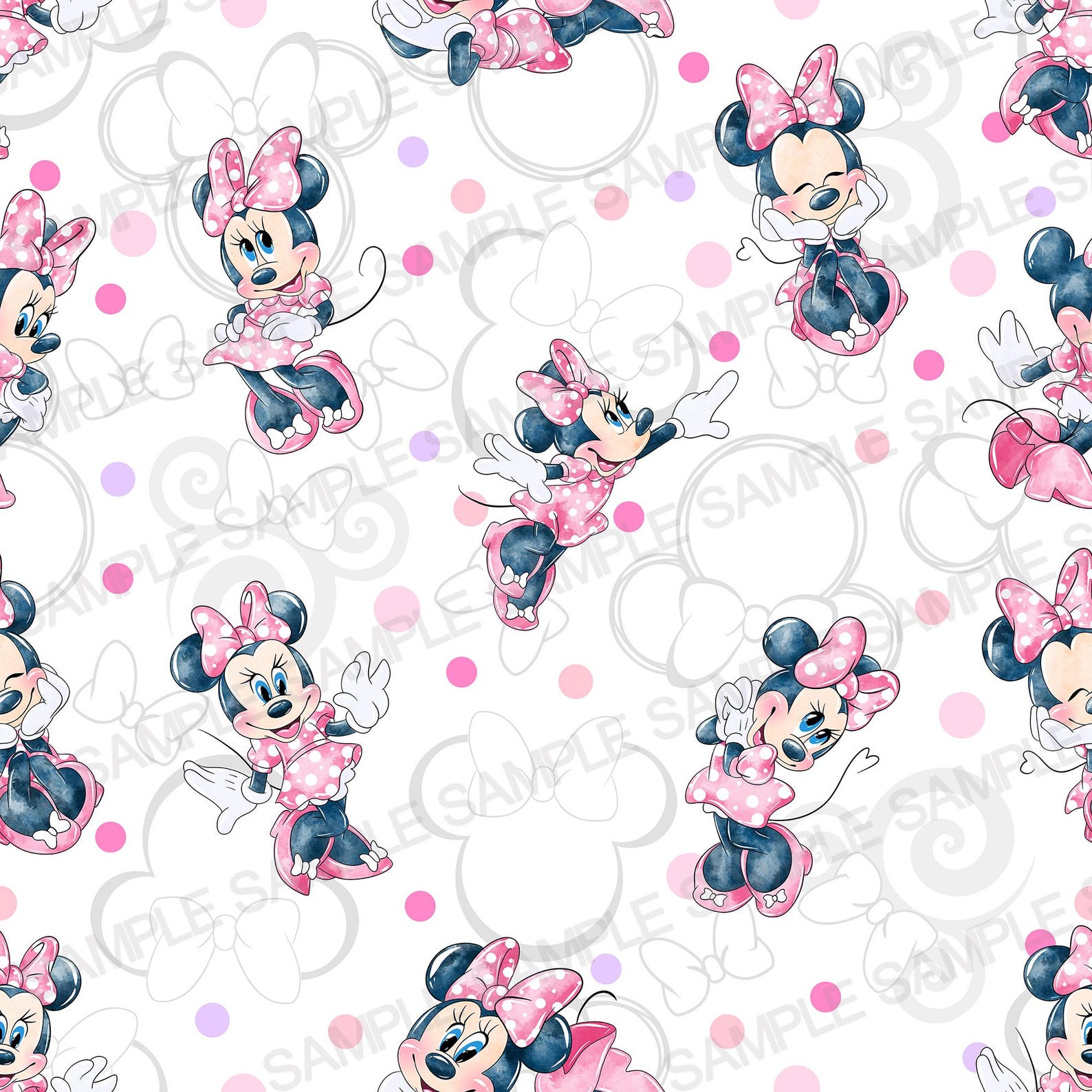 Minnie Mouse Seamless Pattern Minnie Mouse Digital Pattern Minnie Mouse ...