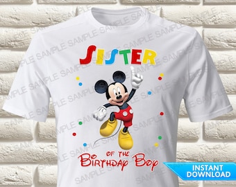 Mickey Mouse Sister of the Birthday Boy Iron On Transfer, Mickey Mouse Iron On Transfer, Mickey Mouse Birthday Shirt Iron On Transfer