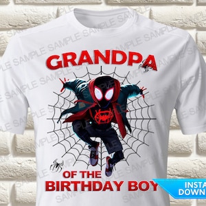 Spider Verse Grandpa of the Birthday Boy Iron On Transfer SpiderMan Iron On Transfer Spider Verse Birthday Shirt Iron On Transfer