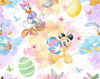Mickey Mouse Easter Seamless Pattern Minnie Mouse Easter Egg Digital Pattern Donald Duck Daisy Duck Background Pattern