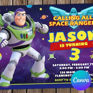 Buzz Lightyear Invitation Toy Story Invitation Buzz Lightyear Birthday Toy Story Party Toy Story Editable Invitation