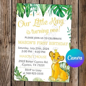 Lion King Invitation Lion King Birthday Lion King Party Lion King Editable Invitation Lion King Digital Card