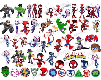 Spidey and his amazing friends PNG, Spiderman PNG, Spider Verse PNG, Spiderman Clipart, Spider Verse Clipart, Spiderman Silhouette