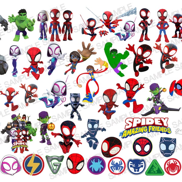 Spidey and his amazing friends PNG, Spiderman PNG, Spider Verse PNG, Spiderman Clipart, Spider Verse Clipart, Spiderman Silhouette